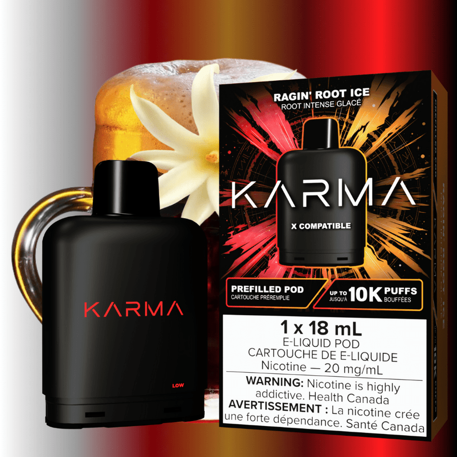 Karma 10k Puff Pod-Ragin Root Ice 18ml / 20mg Airdrie Vape SuperStore and Bong Shop Alberta Canada