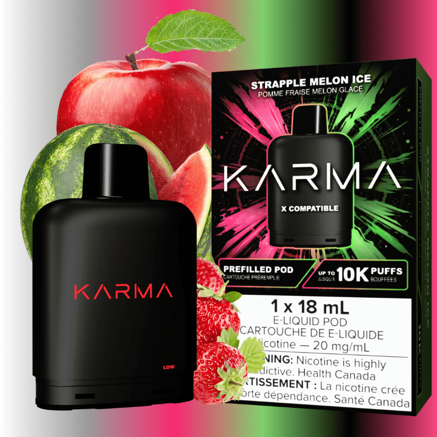 Karma 10k Puff Pod-Strapple Melon Ice 18ml / 20mg Airdrie Vape SuperStore and Bong Shop Alberta Canada