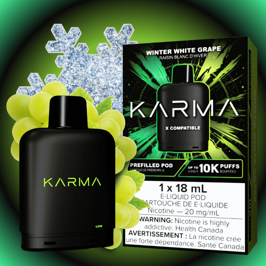 Karma 10k Puff Pod-Winter White Grape 18ml / 20mg Airdrie Vape SuperStore and Bong Shop Alberta Canada