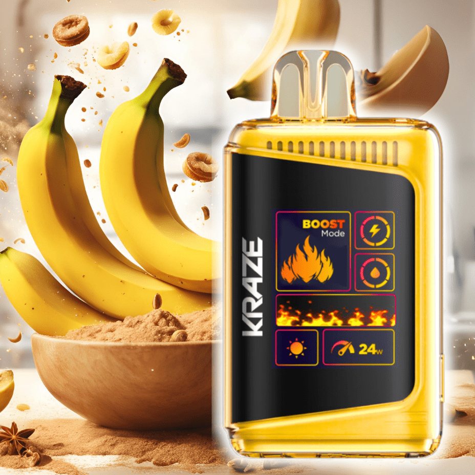 Kraze HD Mega 20k Disposable Vape - Banana Bake 20000 Puffs / 20mg Airdrie Vape SuperStore and Bong Shop Alberta Canada