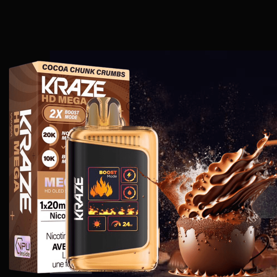 Kraze HD Mega 20k Disposable Vape - Cocoa Chunk Crumbs 20000 Puffs / 20mg Airdrie Vape SuperStore and Bong Shop Alberta Canada