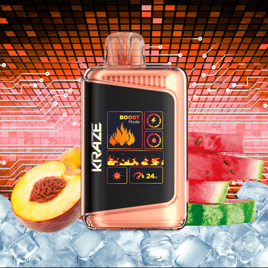 Kraze HD Mega 20k Disposable Vape - Peach Watermelon Ice 20000 Puffs / 20mg Airdrie Vape SuperStore and Bong Shop Alberta Canada