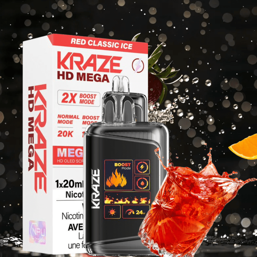 Kraze HD Mega 20k Disposable Vape - Red Ice 20000 Puffs / 20mg Airdrie Vape SuperStore and Bong Shop Alberta Canada