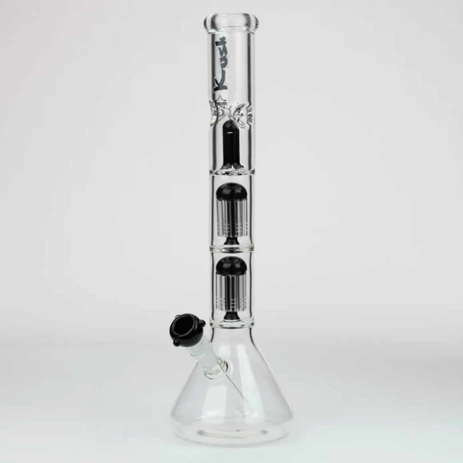 Kush Glass 7mm Dual Tree Perc Beaker 18" Black Airdrie Vape SuperStore and Bong Shop Alberta Canada