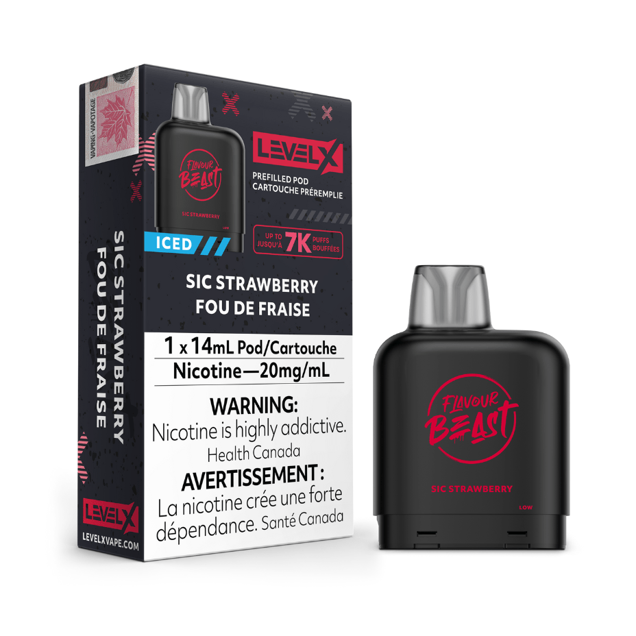 Level X Flavour Beast Pod-Sic Strawberry 20mg / 7000 Puffs Airdrie Vape SuperStore and Bong Shop Alberta Canada