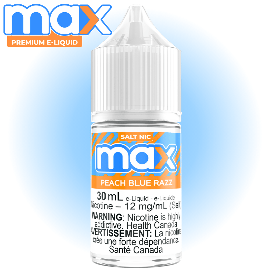 Max E-Liquid - Peach Blue Razz Salt 30ml / 12mg Airdrie Vape SuperStore and Bong Shop Alberta Canada