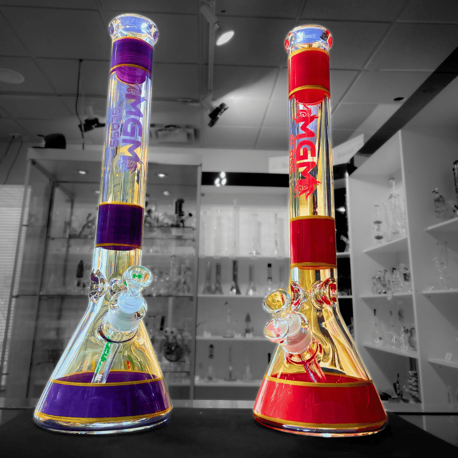 MGM Glass 7mm Banded Logo Beaker Bong-18" Airdrie Vape SuperStore and Bong Shop Alberta Canada