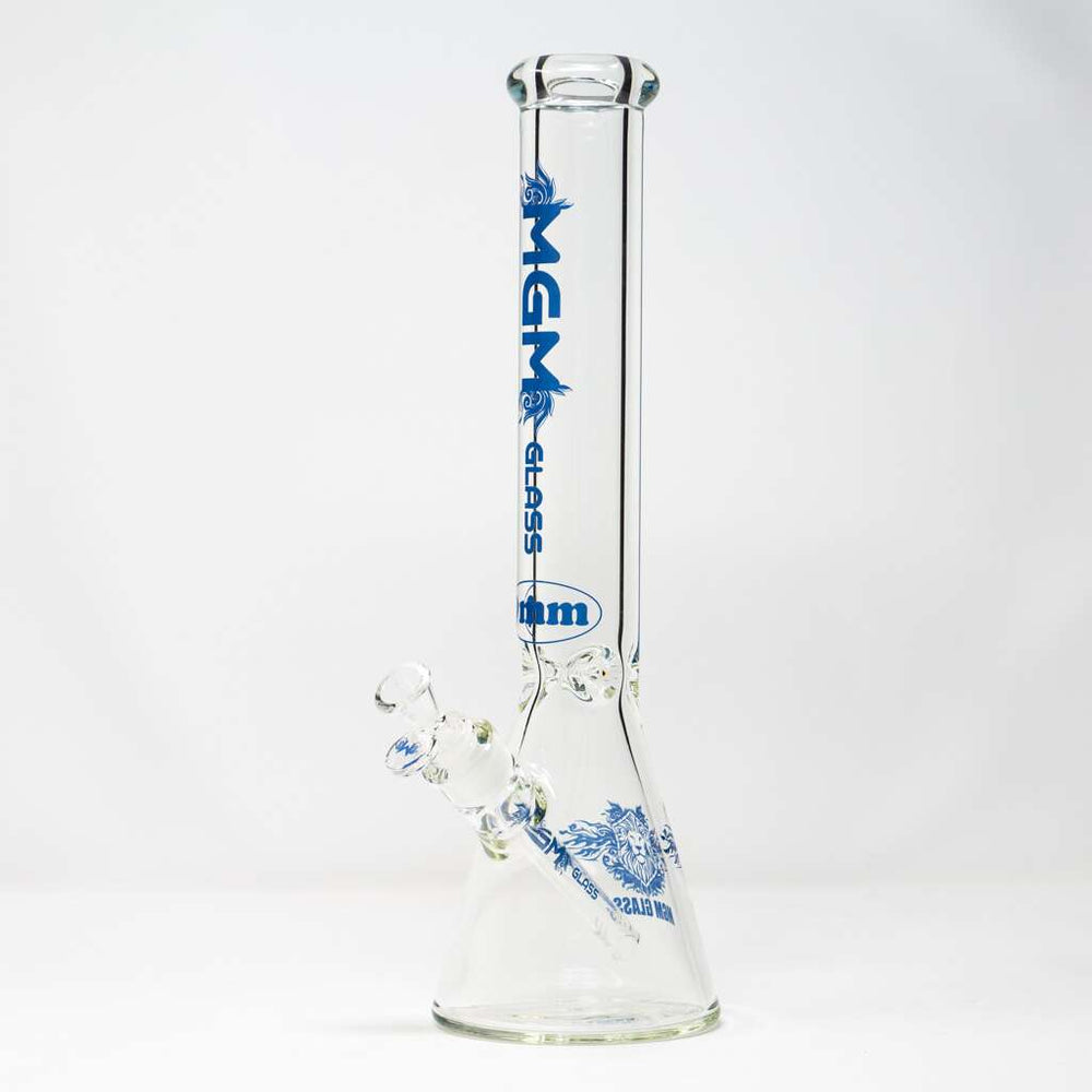 MGM Glass 9mm Classic Clear Logo Beaker-16" Blue Airdrie Vape SuperStore and Bong Shop Alberta Canada