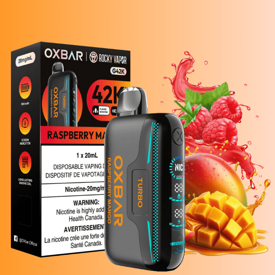 Oxbar G42k Disposable Vape-Razz Mango Airdrie Vape SuperStore and Bong Shop Alberta Canada