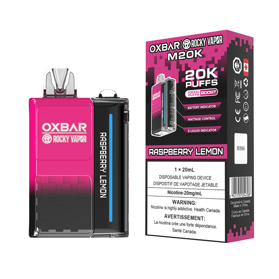 OXBAR M20K Disposable Vape - Raspberry Lemon 20mg / 20000 Puffs Airdrie Vape SuperStore and Bong Shop Alberta Canada