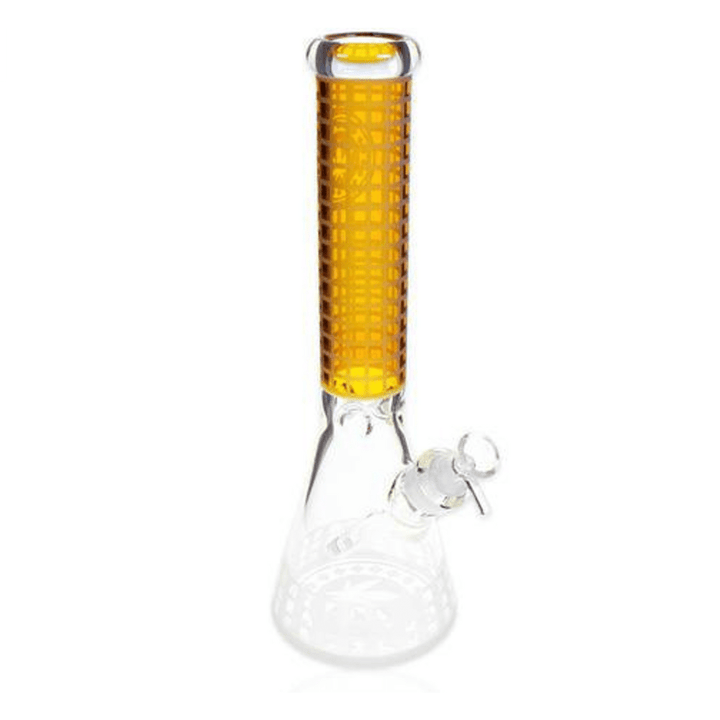 Plain Jane Glass Gridded Sandblasted Weed Leaf Beaker-14" Airdrie Vape SuperStore and Bong Shop Alberta Canada