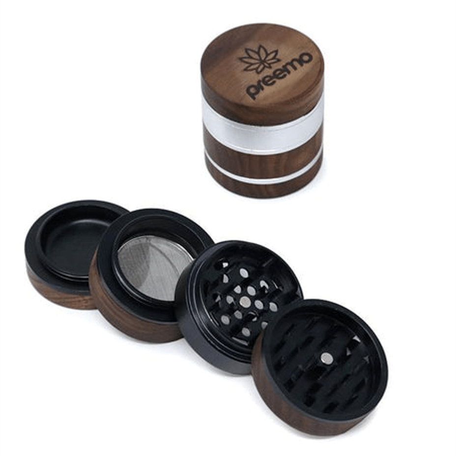 Preemo Wooden 4-piece Grinder Black Airdrie Vape SuperStore and Bong Shop Alberta Canada