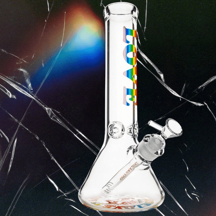 Red Eye 7mm Rainbow Love Beaker Base Bong-12" Airdrie Vape SuperStore and Bong Shop Alberta Canada