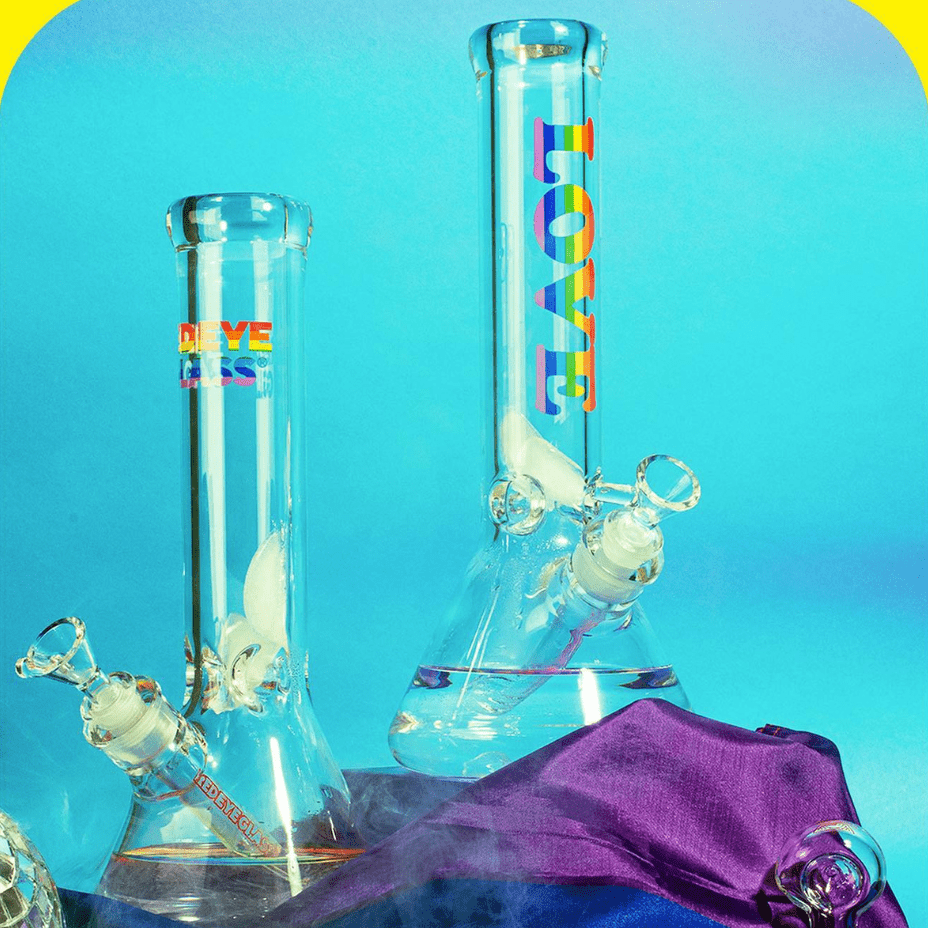 Red Eye 7mm Rainbow Love Beaker Base Bong-12" Airdrie Vape SuperStore and Bong Shop Alberta Canada