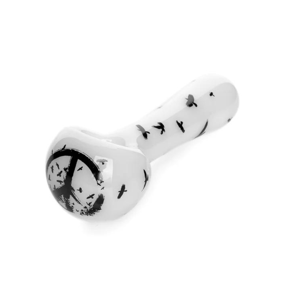 Red Eye Glass Crow Spoon Hand Pipe-4.5" White Airdrie Vape SuperStore and Bong Shop Alberta Canada