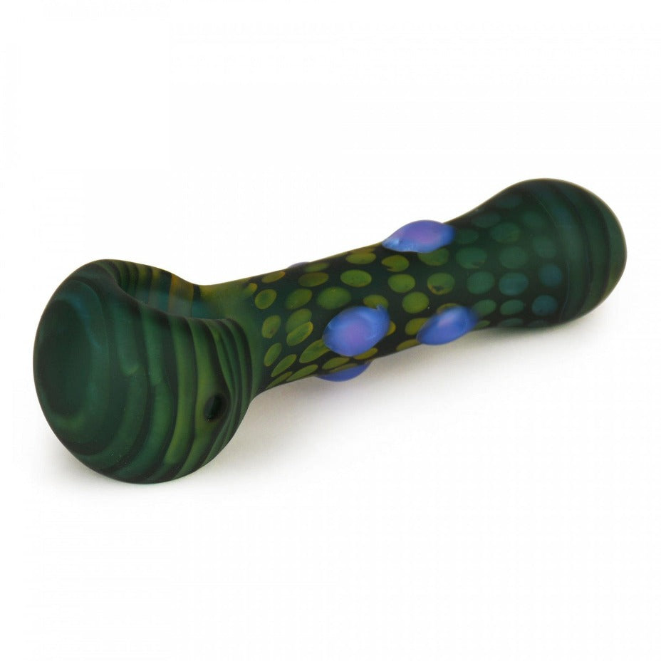 Red Eye Glass Frosted Colour Dots Hand Pipe-4.5" 4.5" / Green Airdrie Vape SuperStore and Bong Shop Alberta Canada