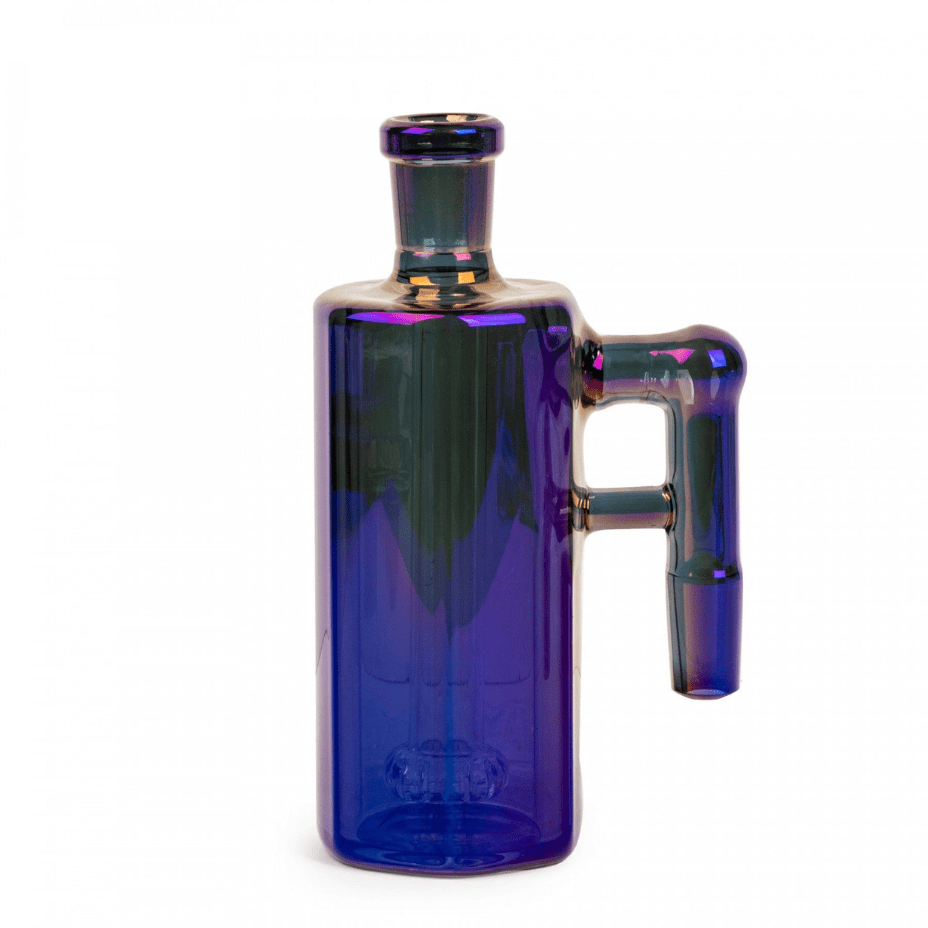 Red Eye Glass Metallic Terminator Hex Tube Ash Catcher 90°-14mm w/Perc Blue / 90° / 14mm Airdrie Vape SuperStore and Bong Shop Alberta Canada