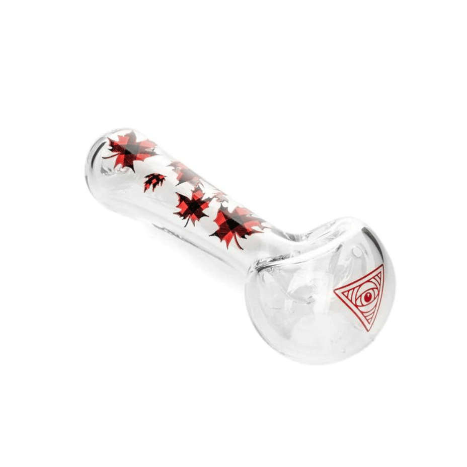 Red Eye Glass® Plaid Maple Leaf Spoon Hand Pipe-4.5" Airdrie Vape SuperStore and Bong Shop Alberta Canada