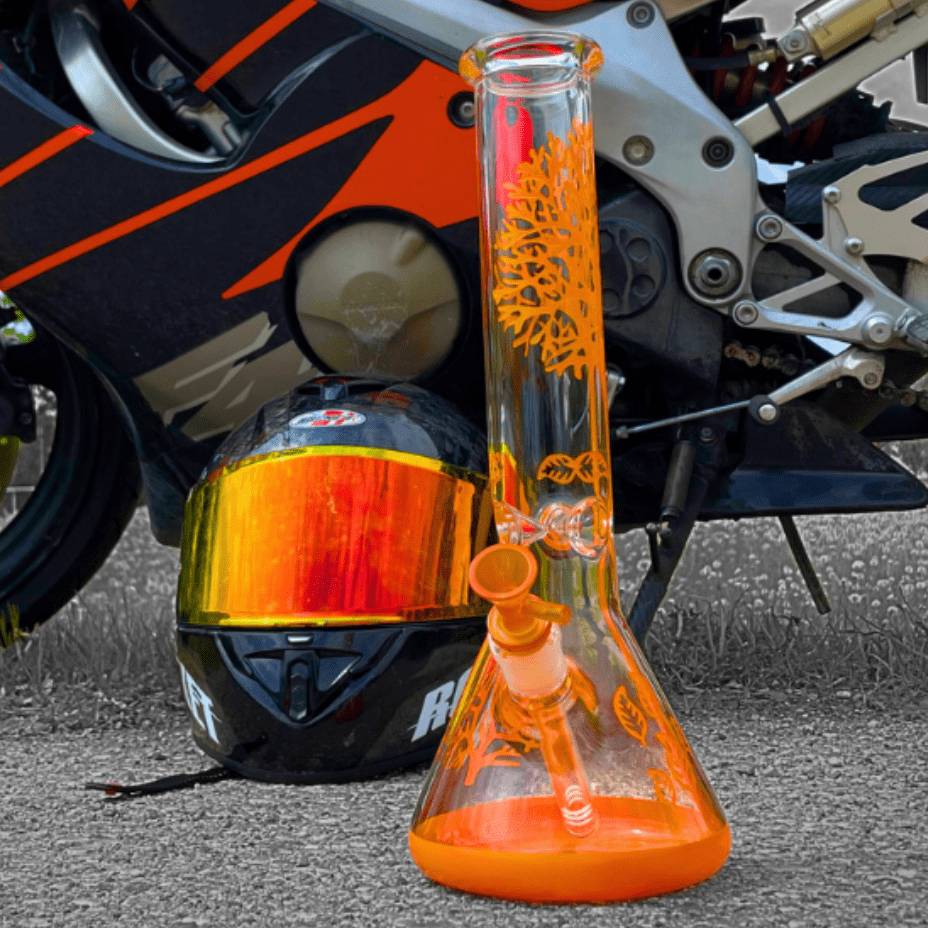 Retro 7mm Tree Of Life Beaker Bong 15" 14" / Orange Airdrie Vape SuperStore and Bong Shop Alberta Canada