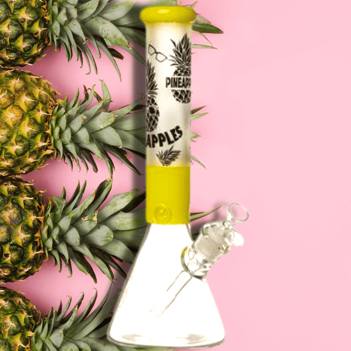 Retro Glass 7mm Frosted Pineapple Beaker 14" 14" / Yellow Airdrie Vape SuperStore and Bong Shop Alberta Canada