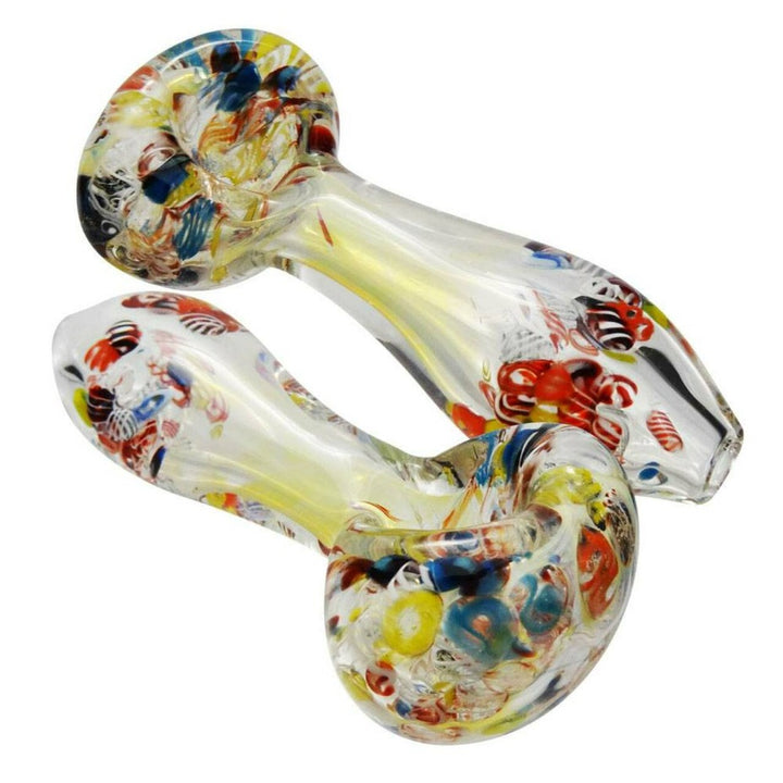 Retro Glass Clear Spoon w/Inside Out Confetti 4" 4" / Clear Airdrie Vape SuperStore and Bong Shop Alberta Canada