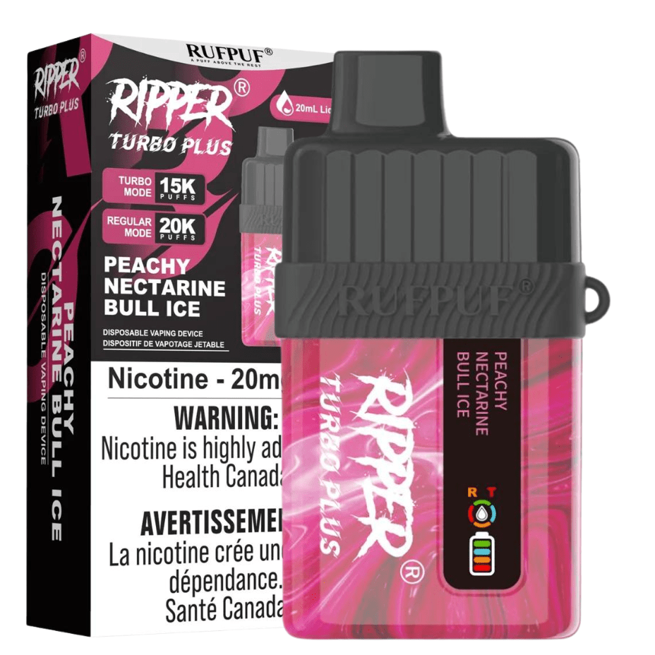 RufPuf Ripper Turbo Plus 20K Disposable Vape - Peachy Nectarine Bull Ice 20000 Puffs / 20mg Airdrie Vape SuperStore and Bong Shop Alberta Canada