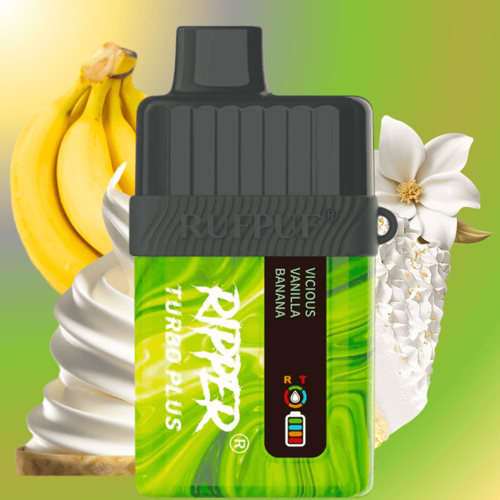 RufPuf Ripper Turbo Plus 20K Disposable Vape - Vicious Vanilla Banana 20000 Puffs / 20mg Airdrie Vape SuperStore and Bong Shop Alberta Canada