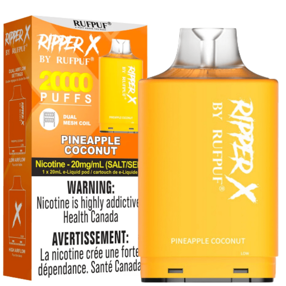 RufPuf Ripper X 20K - Pineapple Coconut 20mg / 20000 Puffs Airdrie Vape SuperStore and Bong Shop Alberta Canada