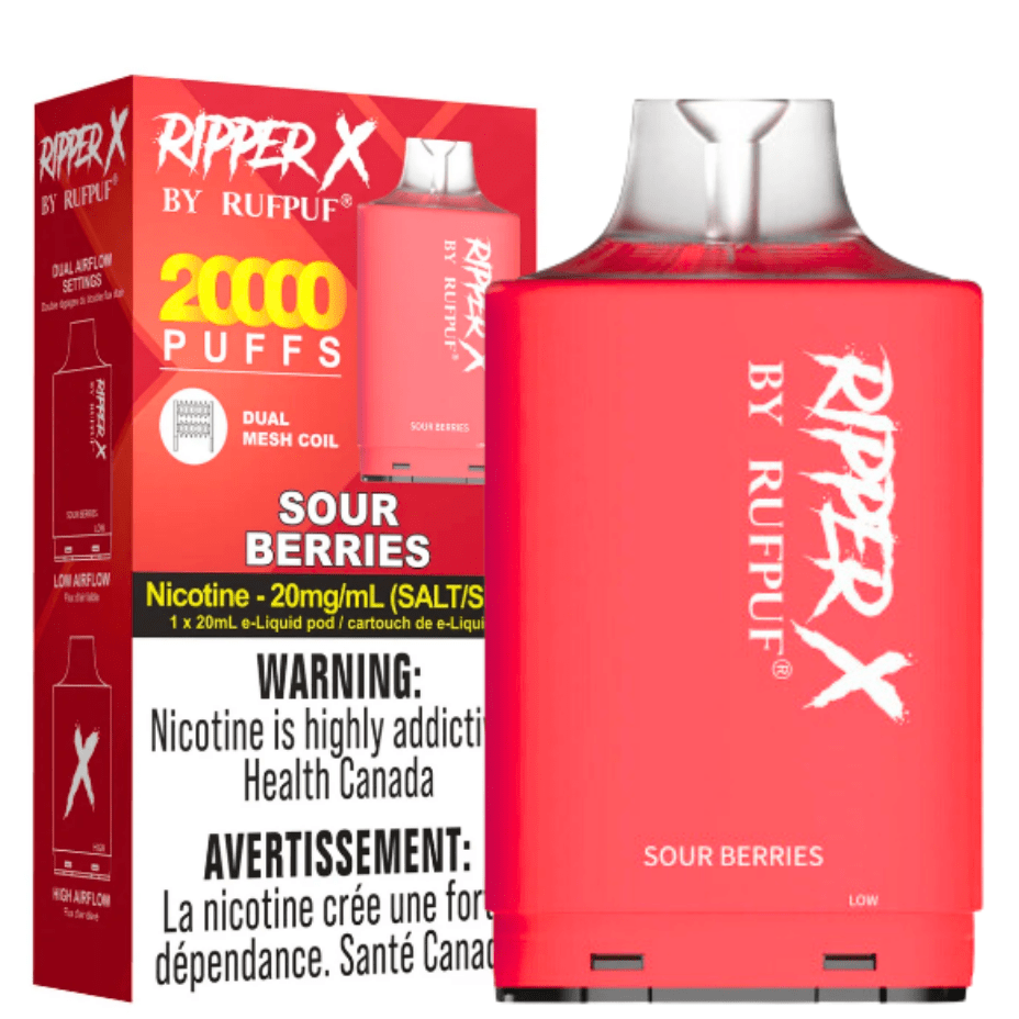 RufPuf Ripper X 20K - Sour Berries 20mg / 20000 Puffs Airdrie Vape SuperStore and Bong Shop Alberta Canada