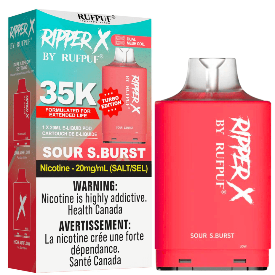 RufPuf Ripper X 35K Turbo Pod - Sour S. Burst Airdrie Vape SuperStore and Bong Shop Alberta Canada