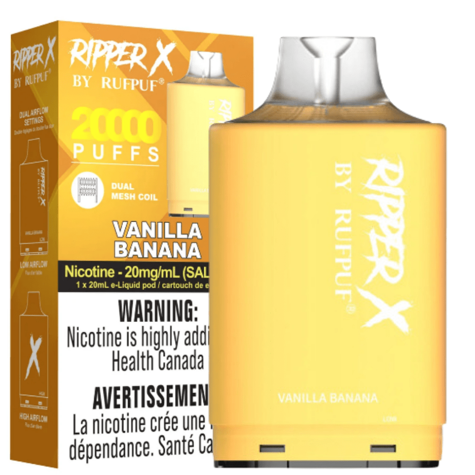 RufPuf Ripper X 35K Turbo Pod - Vanilla Banana 20mg / 35000 Puffs Airdrie Vape SuperStore and Bong Shop Alberta Canada