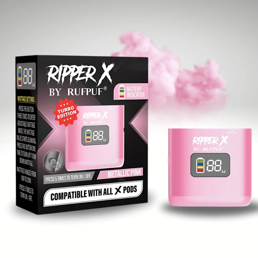 Rufpuf Ripper X Turbo Batteries Metallic Pink Airdrie Vape SuperStore and Bong Shop Alberta Canada