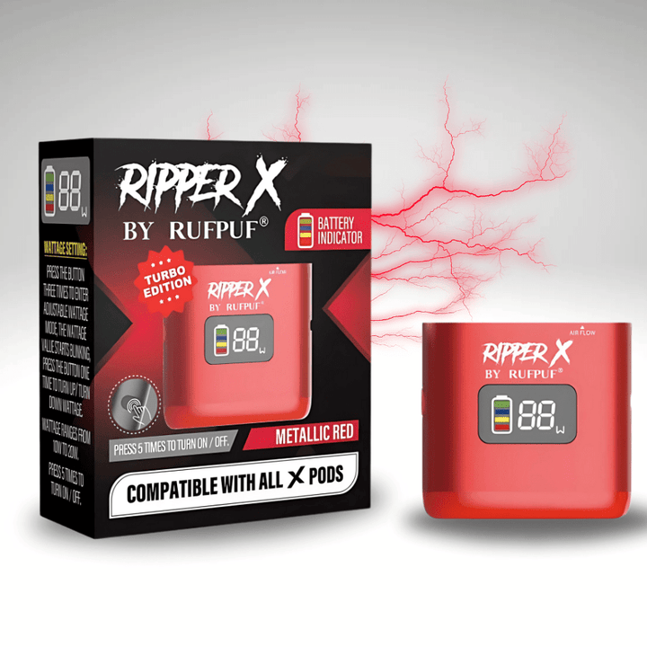 Rufpuf Ripper X Turbo Batteries Metallic Red Airdrie Vape SuperStore and Bong Shop Alberta Canada