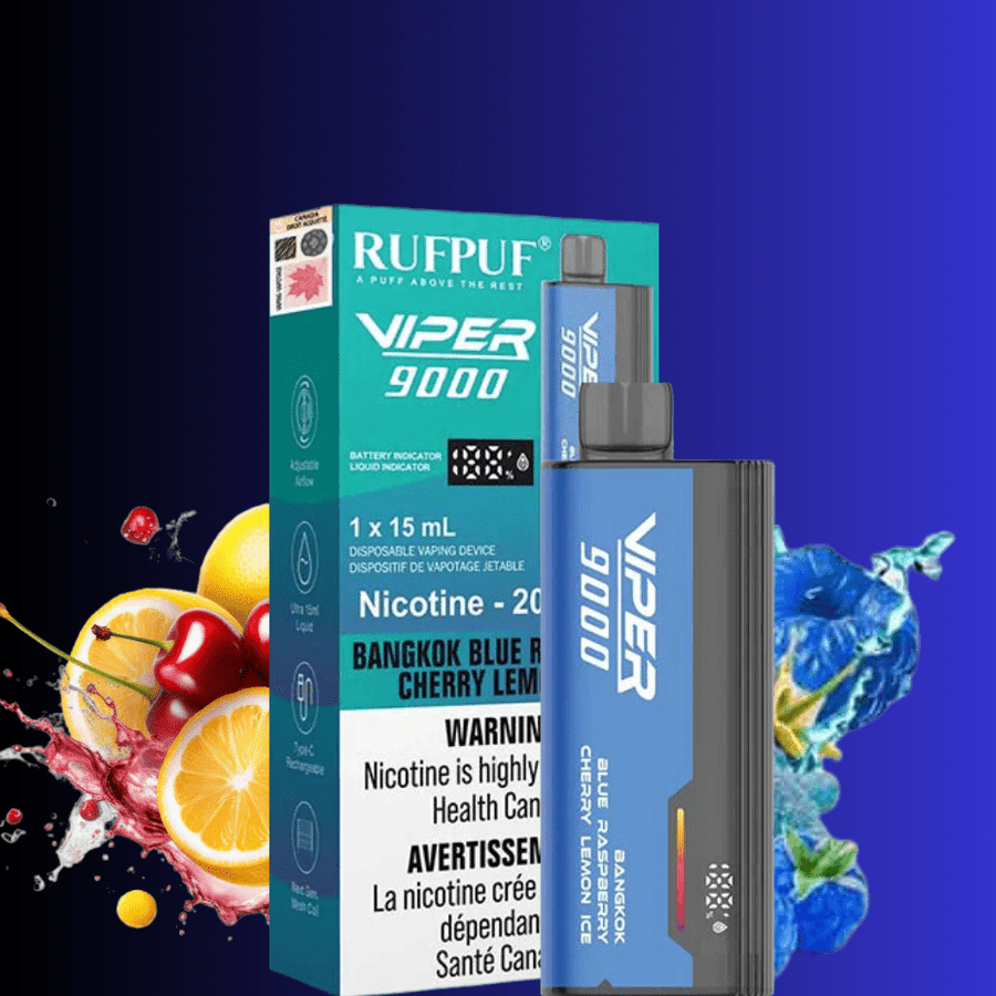 Rufpuf Viper 9000 Disposable Vape-Bangkok Blue Razz Cherry Lemon Airdrie Vape SuperStore and Bong Shop Alberta Canada