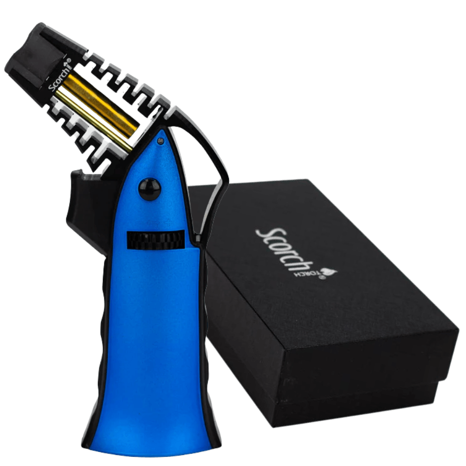 Scorch Adjustable Single Jet Torch Lighter Black Matte & Blue Airdrie Vape SuperStore and Bong Shop Alberta Canada