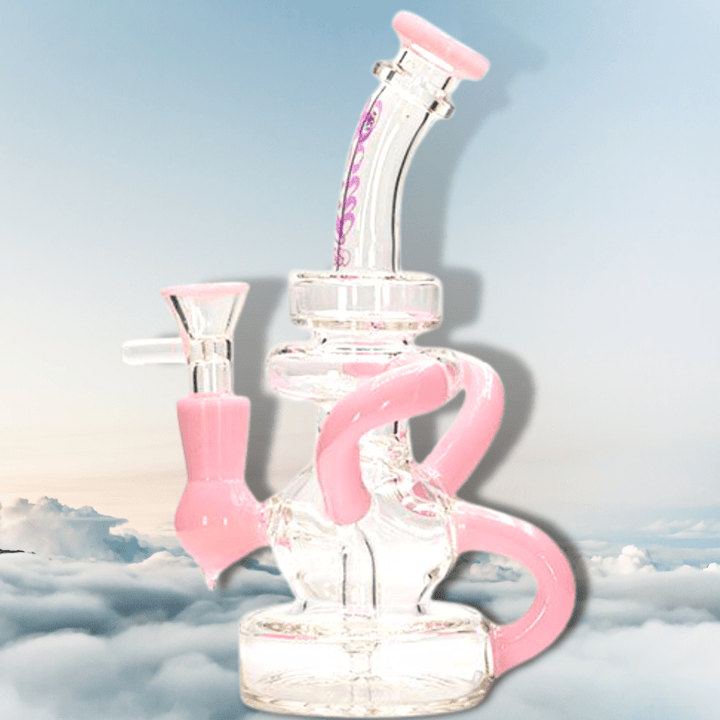 Soul Glass 2-in-1 Bent Neck Recycler 8" Pink Airdrie Vape SuperStore and Bong Shop Alberta Canada