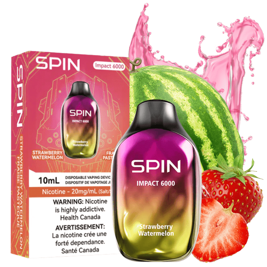 SPIN Impact 6000 Disposable Vape-Strawberry Watermelon 10ml / 20mg Airdrie Vape SuperStore and Bong Shop Alberta Canada