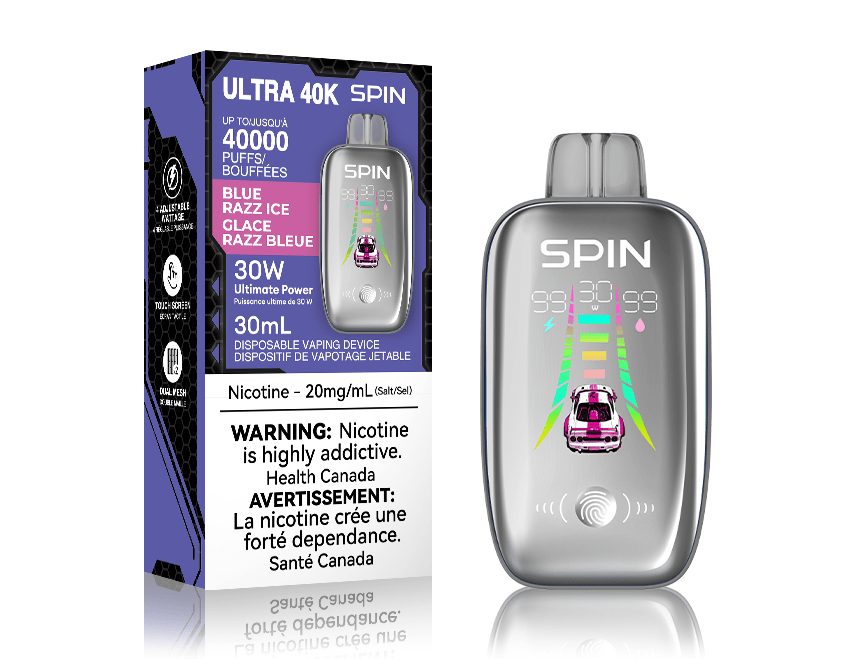 Spin Ultra 40k Disposable Vape - Blue Razz Ice 40000 puffs / 20mg Airdrie Vape SuperStore and Bong Shop Alberta Canada