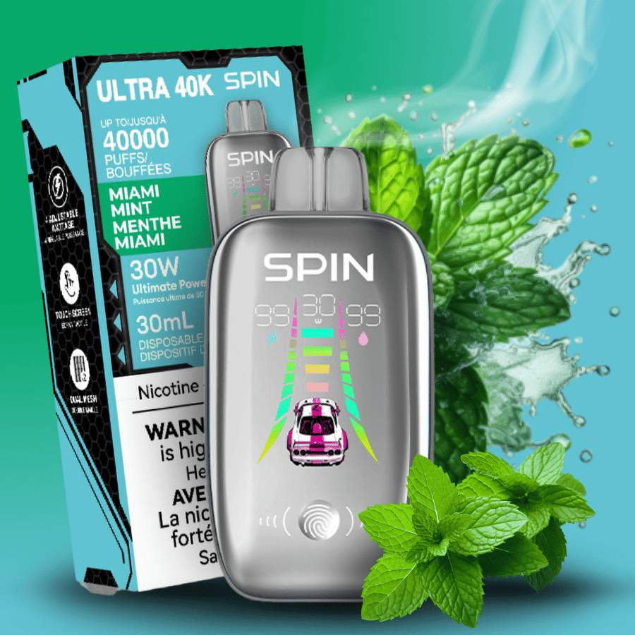 Spin Ultra 40k Disposable Vape - Miami Mint 40000 puffs / 20mg Airdrie Vape SuperStore and Bong Shop Alberta Canada