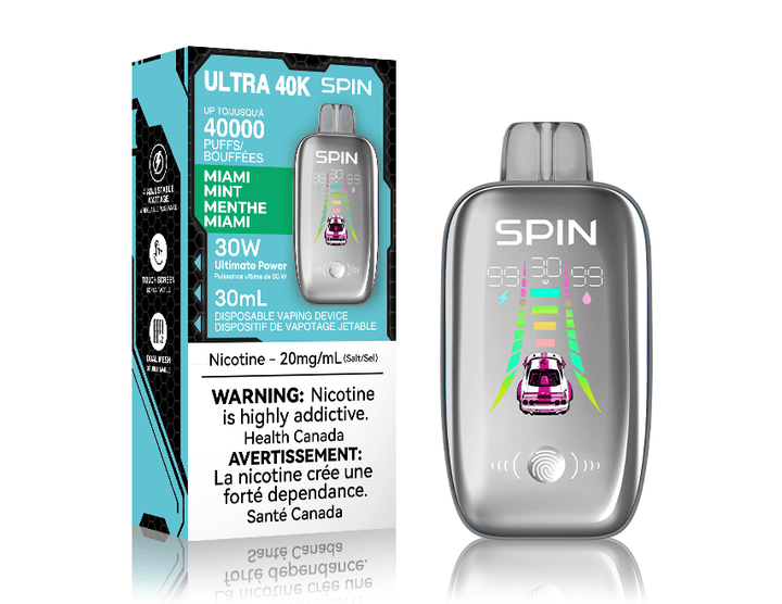 Spin Ultra 40k Disposable Vape - Miami Mint 40000 puffs / 20mg Airdrie Vape SuperStore and Bong Shop Alberta Canada