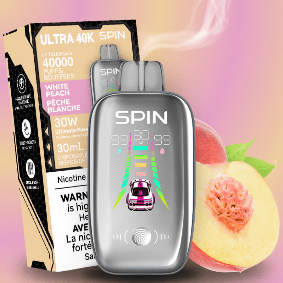 Spin Ultra 40k Disposable Vape - White Peach 40000 puffs / 20mg Airdrie Vape SuperStore and Bong Shop Alberta Canada