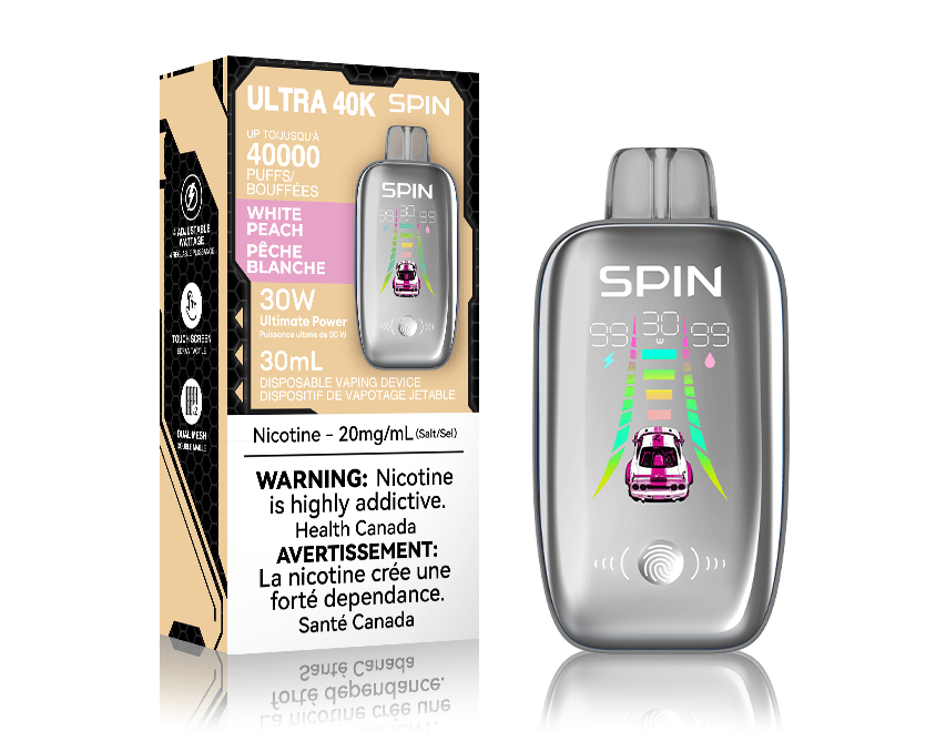 Spin Ultra 40k Disposable Vape - White Peach 40000 puffs / 20mg Airdrie Vape SuperStore and Bong Shop Alberta Canada