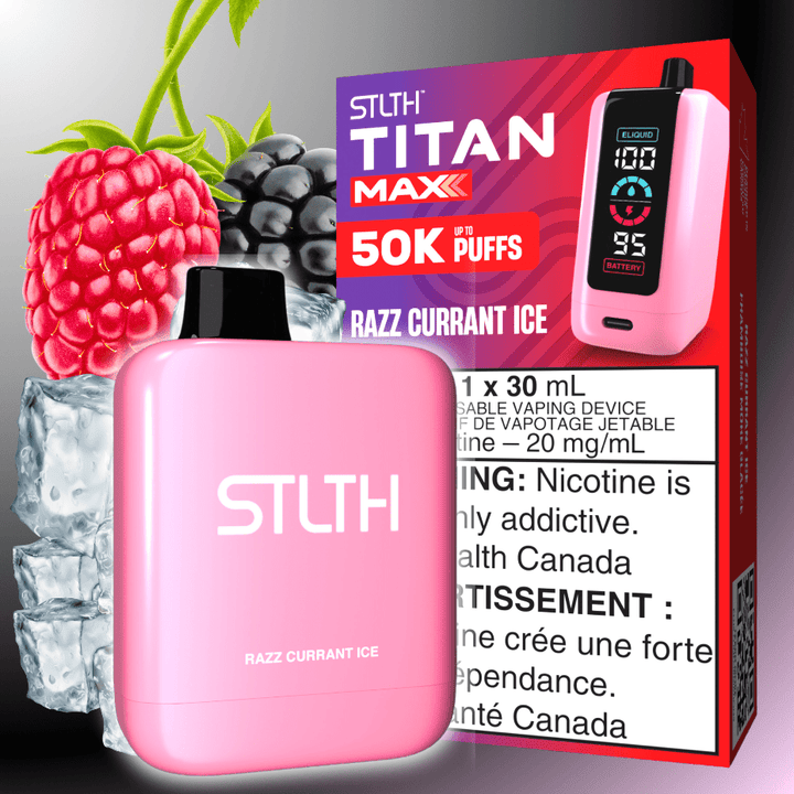 STLTH Titan Max 50k Disposable Vape-Razz Currant Ice 50000 Puffs Airdrie Vape SuperStore and Bong Shop Alberta Canada