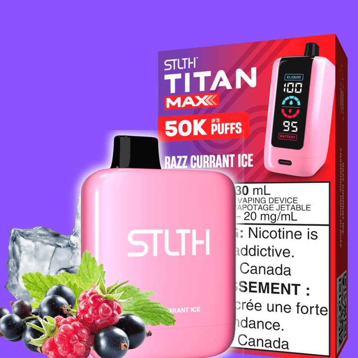 STLTH Titan Max 50k Disposable Vape-Razz Currant Ice 50000 Puffs Airdrie Vape SuperStore and Bong Shop Alberta Canada