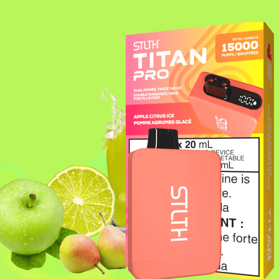 STLTH Titan Pro Disposable Vape-Apple Citrus Ice 15000 Pufs / 20mg Airdrie Vape SuperStore and Bong Shop Alberta Canada