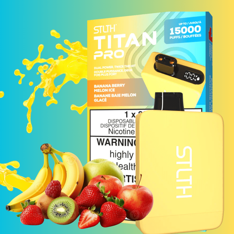 STLTH Titan Pro Disposable Vape-Banana Berry Melon Ice 15000 Puffs / 20mg Airdrie Vape SuperStore and Bong Shop Alberta Canada