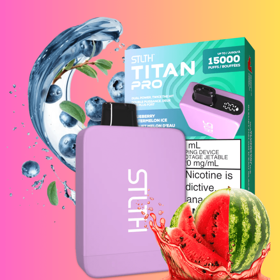 STLTH Titan Pro Disposable Vape-Blueberry Watermelon Ice 15000 Puffs / 20mg Airdrie Vape SuperStore and Bong Shop Alberta Canada