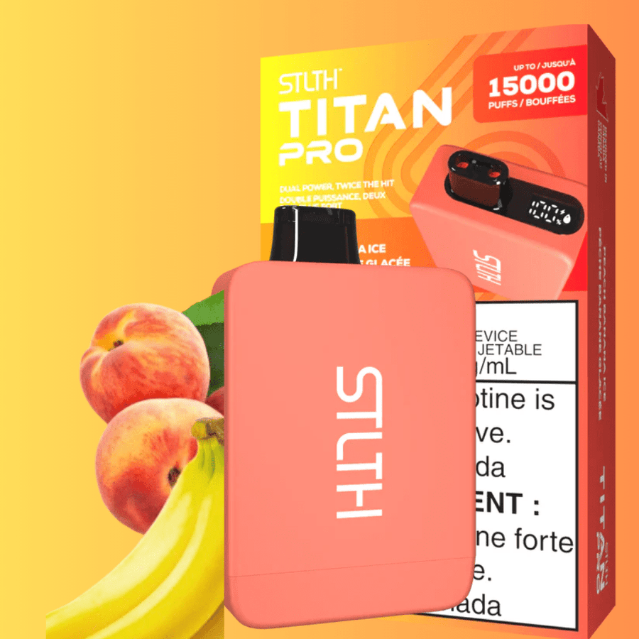 STLTH Titan Pro Disposable Vape-Peach Banana Ice 15000 Puffs / 20mg Airdrie Vape SuperStore and Bong Shop Alberta Canada