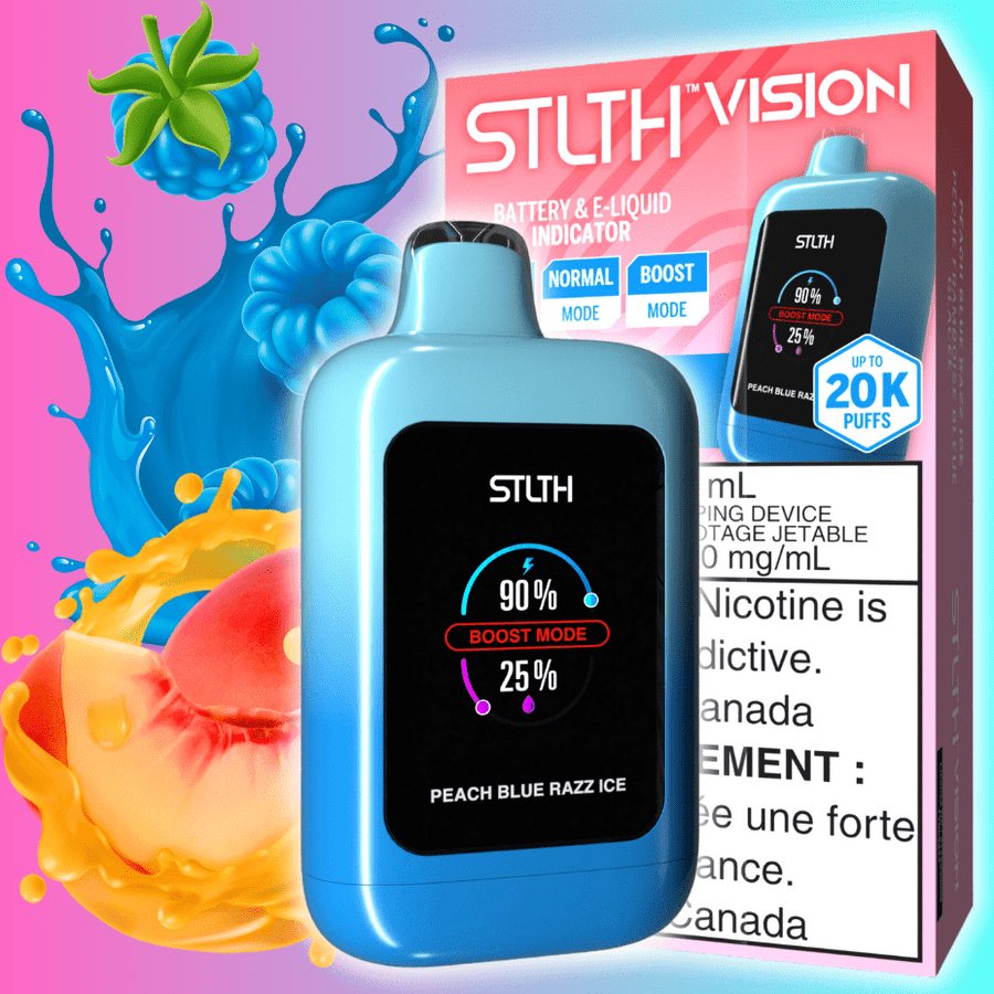 STLTH Vision 20K Disposable Vape - Peach Blue Razz Ice 20000 Puffs / 20mg Airdrie Vape SuperStore and Bong Shop Alberta Canada