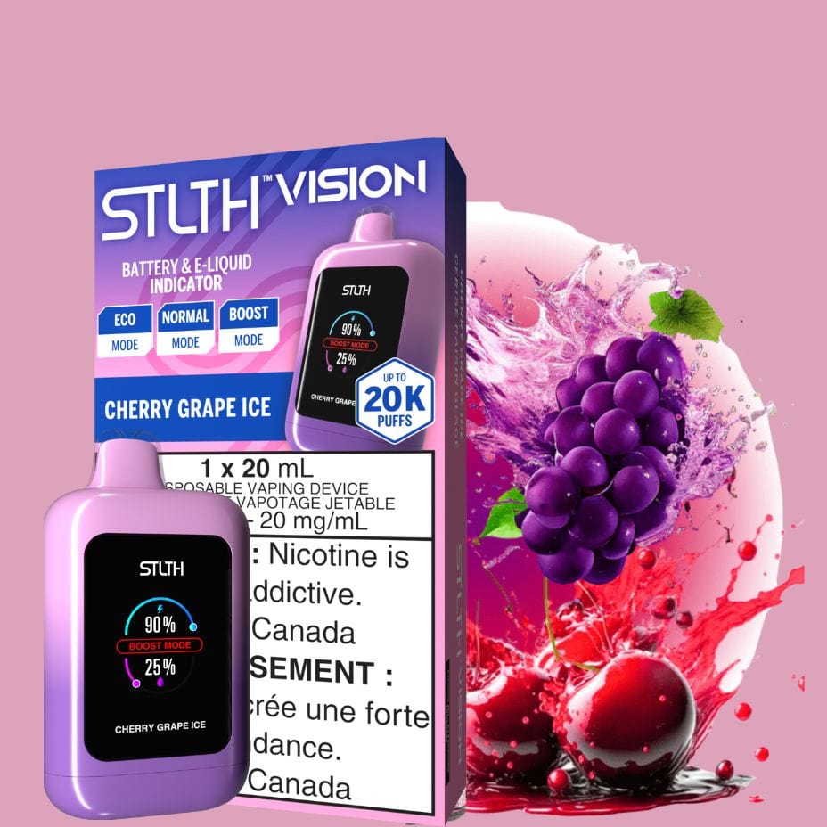 STLTH VISION Disposable Vape - Cherry Grape Ice 20000 Puffs Airdrie Vape SuperStore and Bong Shop Alberta Canada